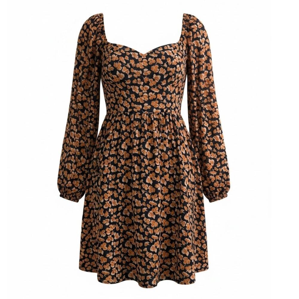 Abercrombie & Fitch Ditsy Floral Babydoll Boho Mini Dress - Size Medium - Picture 4 of 10